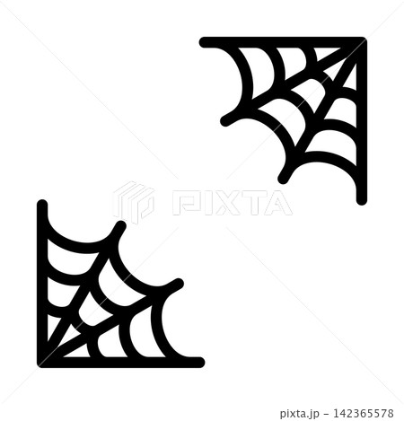 ハロウィンの蜘蛛の巣のコーナー飾りのシルエットアイコン 142365578