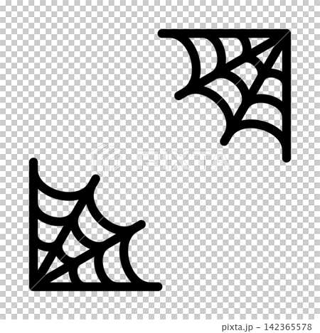 ハロウィンの蜘蛛の巣のコーナー飾りのシルエットアイコン 142365578