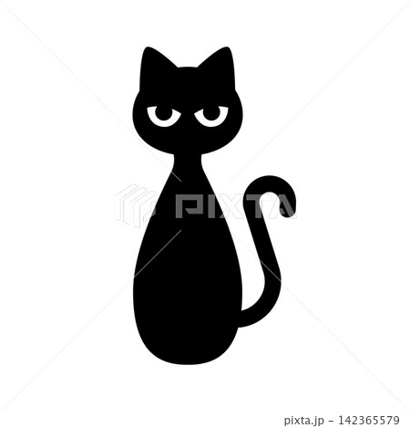 ハロウィンの座る黒猫のシルエットアイコン ハロウィンの座る黒猫のシルエットアイコン 142365579