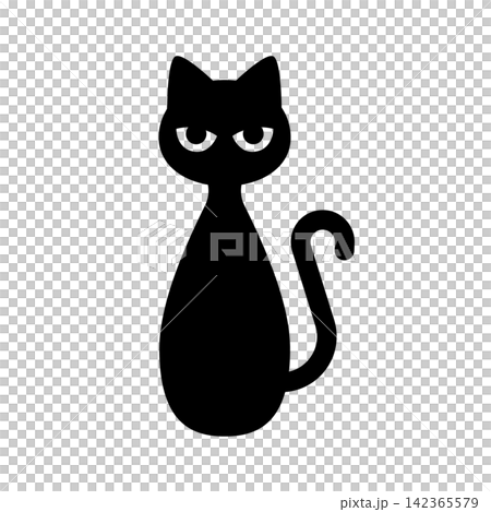 ハロウィンの座る黒猫のシルエットアイコン ハロウィンの座る黒猫のシルエットアイコン 142365579