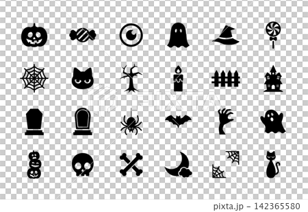 Halloween silhouette icon set 142365580