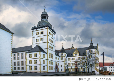 Faculty of Theology building in Paderborn, Germany. Winter afternoon partly cloudy light Faculty of Theology building in Paderborn, Germany. Winter afternoon partly cloudy light 142366400