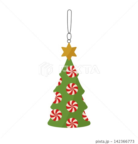 Christmas tree ornament with peppermint candy pattern vector holiday decoration isolated Christmas tree ornament with peppermint candy pattern vector holiday decoration isolated 142366773