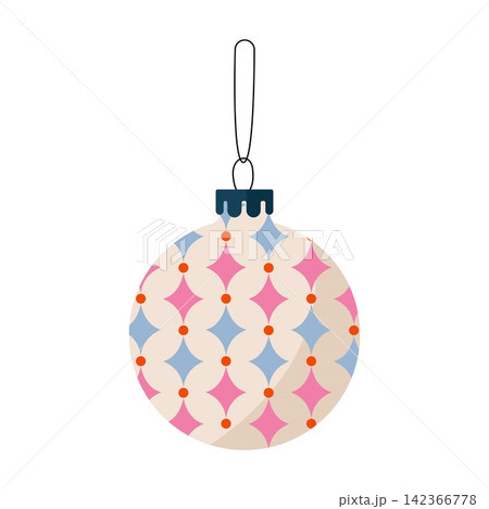 Pastel argyle pattern Christmas ball ornament vector holiday tree decoration isolated Pastel argyle pattern Christmas ball ornament vector holiday tree decoration isolated 142366778