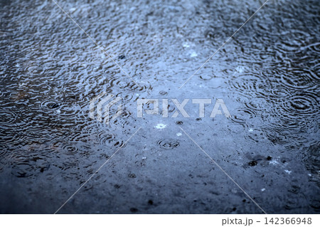 small splashing crown from rain's droplet when fall down on the floor in rainy day with blue shade color tone and golden sun light behind small splashing crown from rain's droplet when fall down on the floor in rainy day with blue shade color tone and golden sun light behind 142366948
