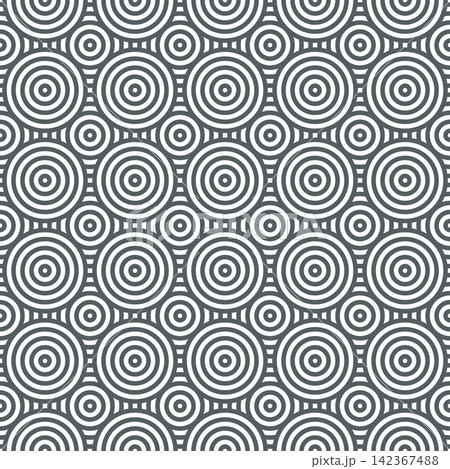 Dark grey and white concentric circles vector seamless pattern with background abstract seamless concentric repeating wallpaper 142367488