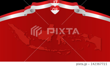 Indonesia Independence Day Background with Ribbon and Map. Vector Illustration Indonesia Independence Day Background with Ribbon and Map. Vector Illustration 142367721