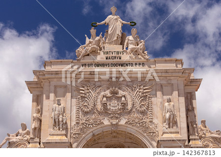 Rua Augusta Arch Sculptures and Stone Details in Lisbon, Portugal Rua Augusta Arch Sculptures and Stone Details in Lisbon, Portugal 142367813