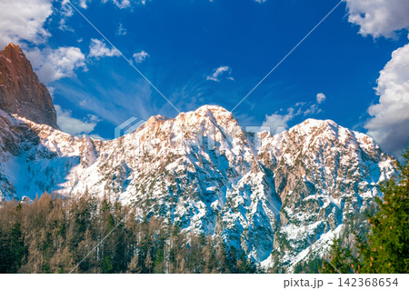 The snowy top of the mountain. Triglav National Park (Triglavski Narodni Park), Slovenia, Europe 142368654