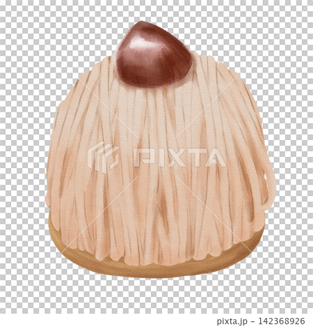 水彩で描いた茶色いモンブラン 水彩で描いた茶色いモンブラン 142368926