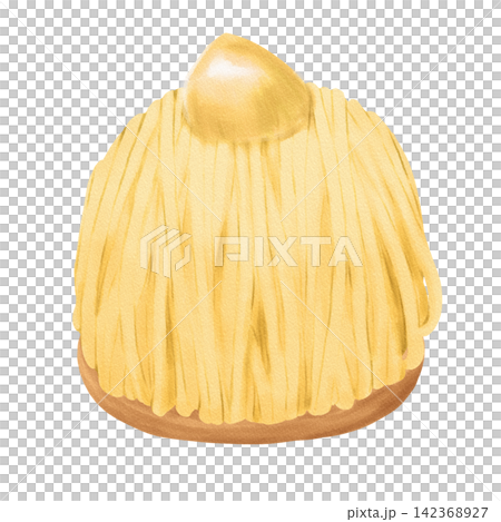 水彩で描いた黄色いモンブラン 水彩で描いた黄色いモンブラン 142368927