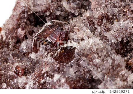 Macro stone mineral quartz Sphalerite on a white background Macro stone mineral quartz Sphalerite on a white background 142369271