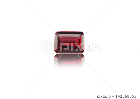 macro mineral stone cut Rhodolite on a white background macro mineral stone cut Rhodolite on a white background 142369355
