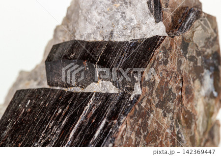 Macro of a mineral stone Vesuvianite on a white background 142369447