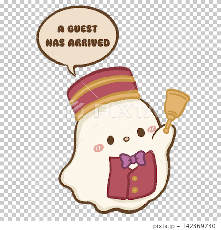 Cute Chibi Ghost Bellhop Ringing Hand Bell Announcing A Guest Has Arrived Haunted Hotel Reception Halloween Hospitality Kawaii Character Illustration Cute Chibi Ghost Bellhop Ringing Hand Bell Announcing A Guest Has Arrived Haunted Hotel Reception Halloween Hospitality Kawaii Character Illustration 142369730
