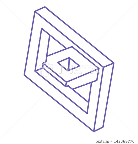 Impossible shape. Logo. Sacred geometry figure. Optical illusion. Abstract eternal geometric object. Impossible endless outline. Line art. Optical art. Impossible geometry shape on a white background. 142369770