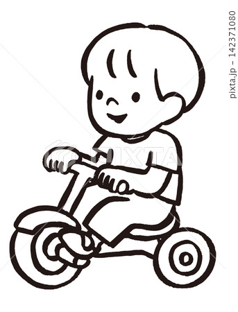 三輪車に乗る男の子の線画イラスト|幼児・子どもの外遊び・乗り物・塗り絵・教材 三輪車に乗る男の子の線画イラスト|幼児・子どもの外遊び・乗り物・塗り絵・教材 142371080