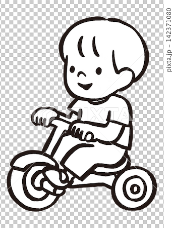 Line drawing illustration of a boy riding a tricycle | Outdoor play, vehicles, coloring pages, educational materials for toddlers and children Line drawing illustration of a boy riding a tricycle | Outdoor play, vehicles, coloring pages, educational materials for toddlers and children 142371080