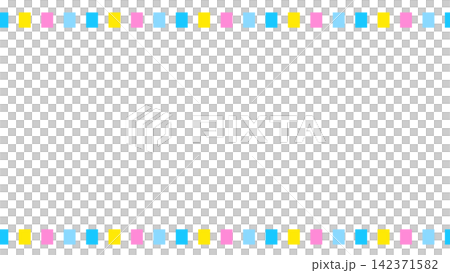 [Background Material - Stripe Frame] Colorful vertical stripe footer and white background (light blue, pink, yellow, heading) 142371582
