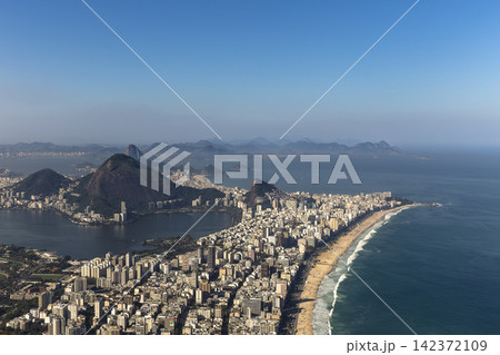 Rio de Janeiro Aerial Cityscape with Beaches and Sugarloaf Mountain 142372109