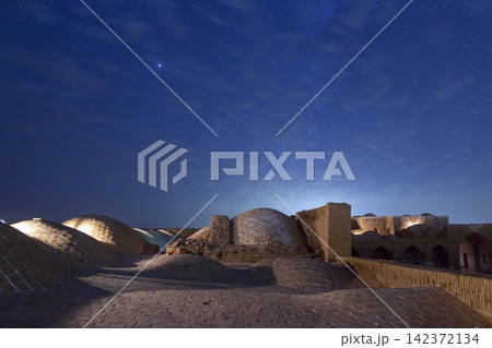 Starry Night Sky Over Ancient Brick Domes and Historic Rooftops Starry Night Sky Over Ancient Brick Domes and Historic Rooftops 142372134