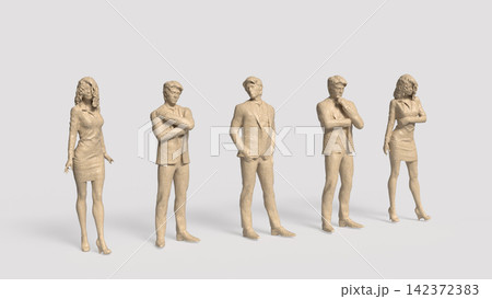 Diverse Business Team Standing in Professional Poses 3d render. 142372383