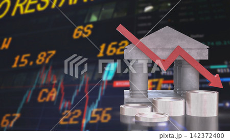 Banking Crisis During Global Stock Market Decline 3d render. Banking Crisis During Global Stock Market Decline 3d render. 142372400