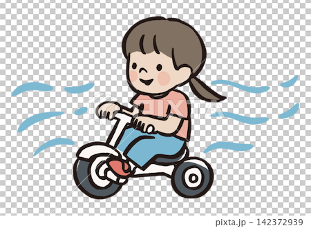 Illustration of a girl riding a tricycle | Outdoor play, parks, and playtime for children and toddlers Illustration of a girl riding a tricycle | Outdoor play, parks, and playtime for children and toddlers 142372939