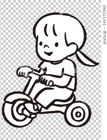 Illustration of a girl riding a tricycle | Outdoor play and traffic safety for children and toddlers Illustration of a girl riding a tricycle | Outdoor play and traffic safety for children and toddlers 142372942