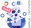 AI Disrupting SaaS Concept with Robot Consuming SaaS Symbol 142374430