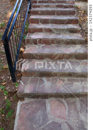 concrete stairs in the garden 142374893