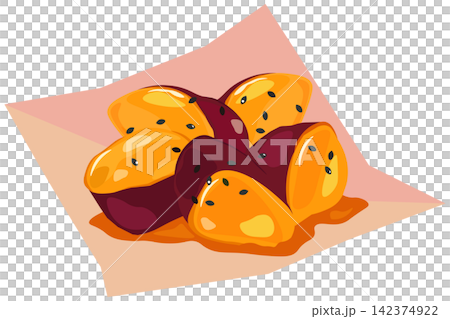 一張紙上畫著蜜餞地瓜。 一張紙上畫著蜜餞地瓜。 142374922