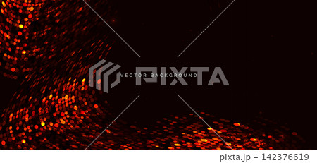Abstract Red Digital Particle Background with Glowing Orange Light Effects. Abstract Red Digital Particle Background with Glowing Orange Light Effects. 142376619