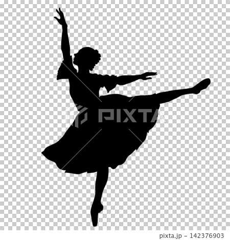 黑色剪影勾勒出芭蕾舞者優美的站立姿態。 142376903