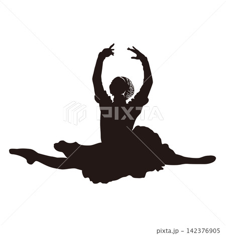 バレリーナの美しい　黒いシルエット 142376905