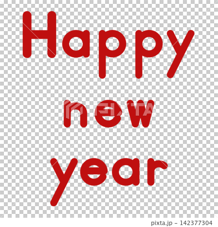 A casual red "Happy New Year" text template with a mix of lowercase and red letters. A casual red "Happy New Year" text template with a mix of lowercase and red letters. 142377304