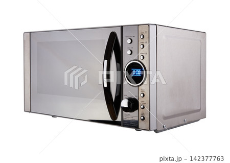 Stainless Steel Microwave Oven Isolated on White Background Stainless Steel Microwave Oven Isolated on White Background 142377763