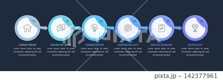 Six Steps Process Infographic Workflow Template 142377961