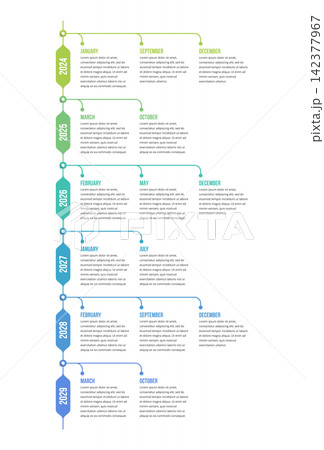 Vertical Timeline Infographic With Six Yearly Steps Vertical Timeline Infographic With Six Yearly Steps 142377967