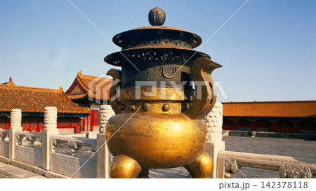 Golden Incense Burner at Forbidden City Palace in Beijing Golden Incense Burner at Forbidden City Palace in Beijing 142378118