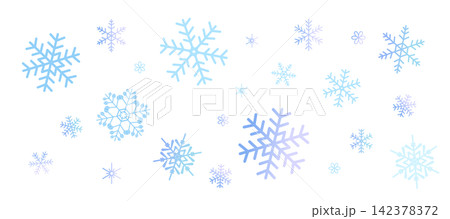 ブルーの雪の結晶の壁紙　パターン　背景イラスト　ベクター素材 142378372