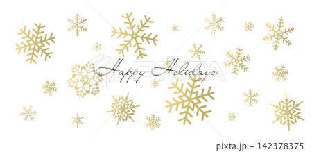 ゴールドの雪の結晶の壁紙 パターン 背景イラスト ベクター素材 Happy Holidays ゴールドの雪の結晶の壁紙 パターン 背景イラスト ベクター素材 Happy Holidays 142378375