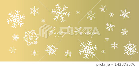 ゴールドの雪の結晶の壁紙 パターン 背景イラスト ベクター素材 Happy Holidays ゴールドの雪の結晶の壁紙 パターン 背景イラスト ベクター素材 Happy Holidays 142378376