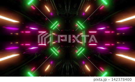 Futuristic Neon Abstract Cyberpunk Light Tunnel Background 142378400