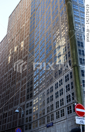 Amsterdam, Netherlands - July 02, 2018: Facade of a building in the center of Amsterdam Amsterdam, Netherlands - July 02, 2018: Facade of a building in the center of Amsterdam 142378419