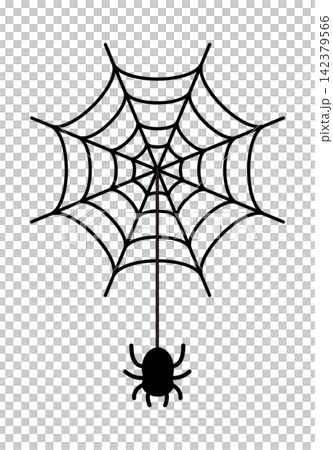 A simple vector illustration of a spider descending from a spiderweb by lowering a thread. A simple vector illustration of a spider descending from a spiderweb by lowering a thread. 142379566