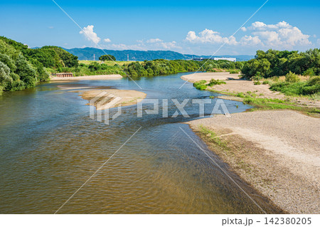 真夏の木津川風景 京都府八幡市 真夏の木津川風景 京都府八幡市 142380205