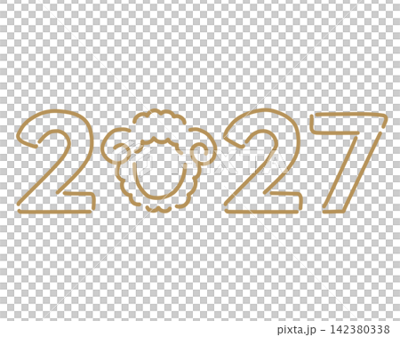 2027新年賀卡簡約綿羊設計 2027新年賀卡簡約綿羊設計 142380338