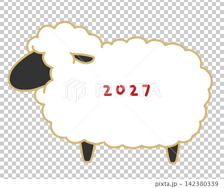 一隻羊,上面印著2027年,非常適合做新年賀卡。 一隻羊,上面印著2027年,非常適合做新年賀卡。 142380339