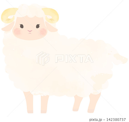 正面を向いたかわいい羊のイラスト2 142380737